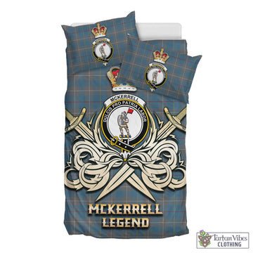 McKerrell of Hillhouse Dress Tartan Bedding Set with Clan Crest and the Golden Sword of Courageous Legacy