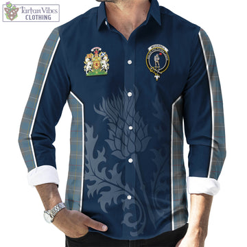 McKerrell of Hillhouse Dress Tartan Long Sleeve Button Up Shirt with Family Crest and Scottish Thistle Vibes Sport Style