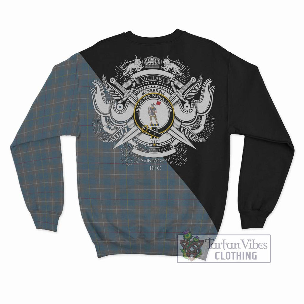 McKerrell of Hillhouse Dress Tartan Sweatshirt with Family Crest and Military Logo Style - Tartanvibesclothing Shop