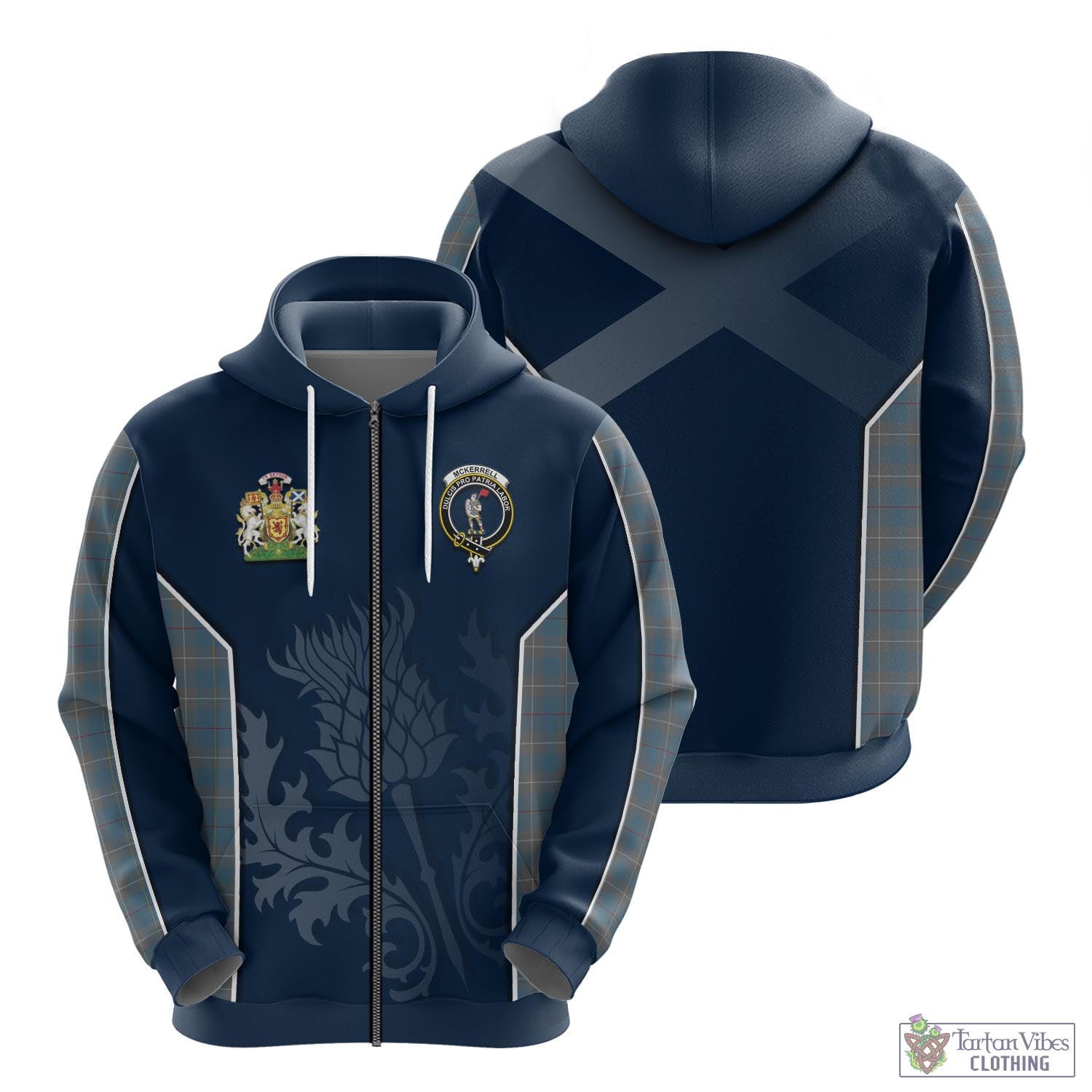 Tartan Vibes Clothing McKerrell of Hillhouse Dress Tartan Hoodie with Family Crest and Scottish Thistle Vibes Sport Style