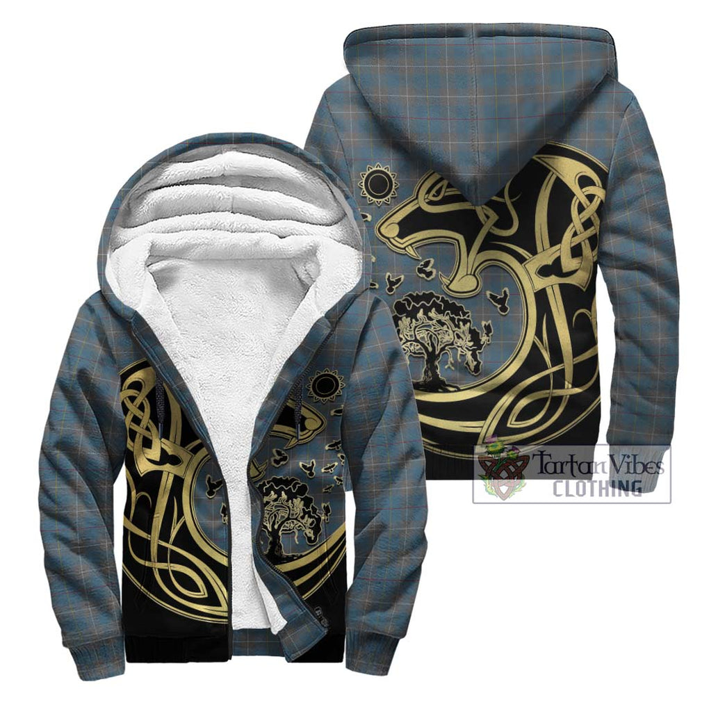 McKerrell of Hillhouse Dress Tartan Sherpa Hoodie with Family Crest Celtic Wolf Style Unisex - Tartan Vibes Clothing