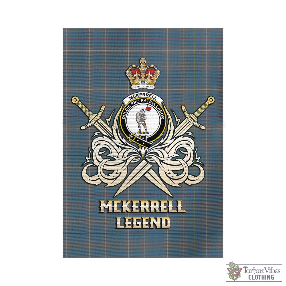 Tartan Vibes Clothing McKerrell of Hillhouse Dress Tartan Flag with Clan Crest and the Golden Sword of Courageous Legacy