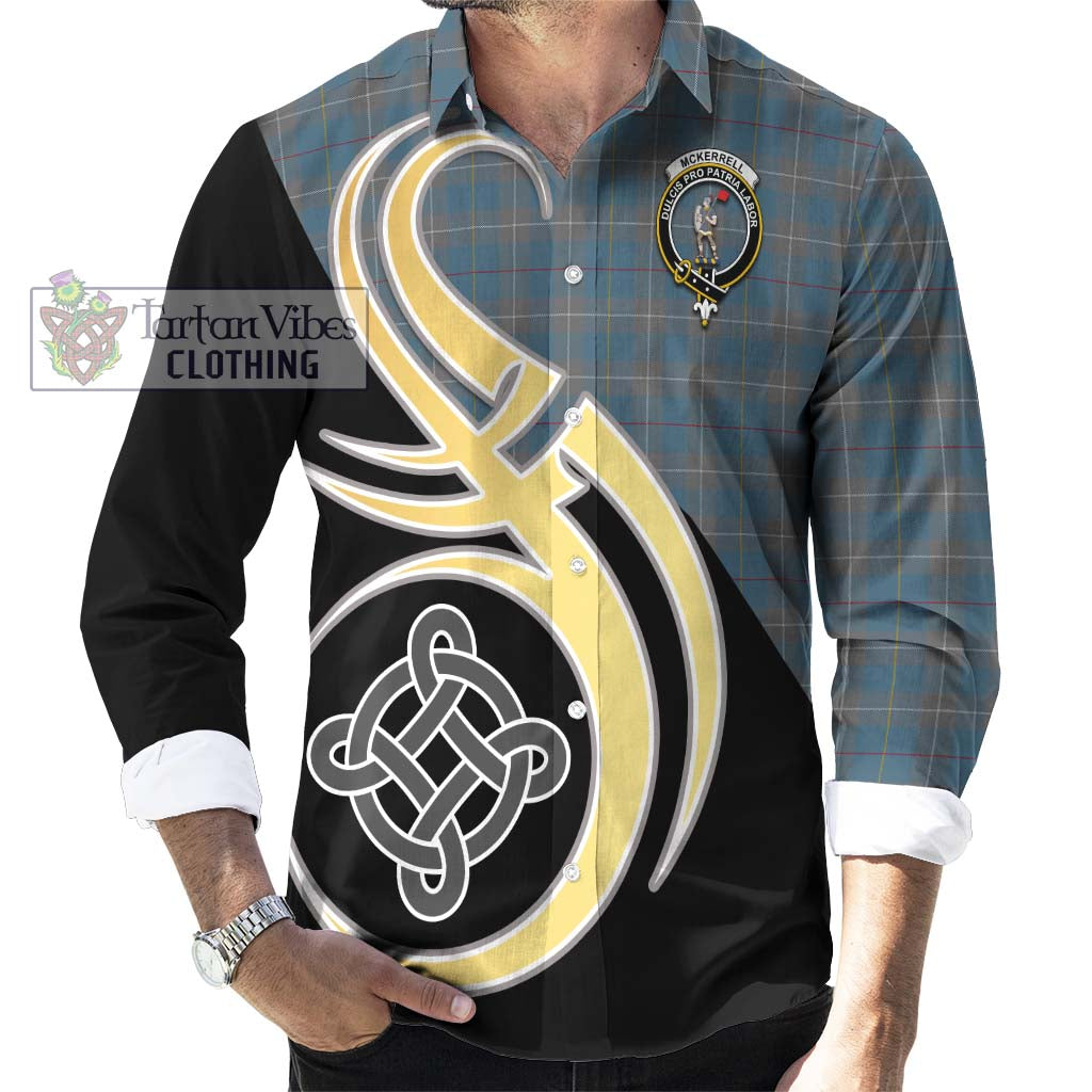 McKerrell of Hillhouse Dress Tartan Long Sleeve Button Shirt with Family Crest and Celtic Symbol Style - Tartan Vibes Clothing