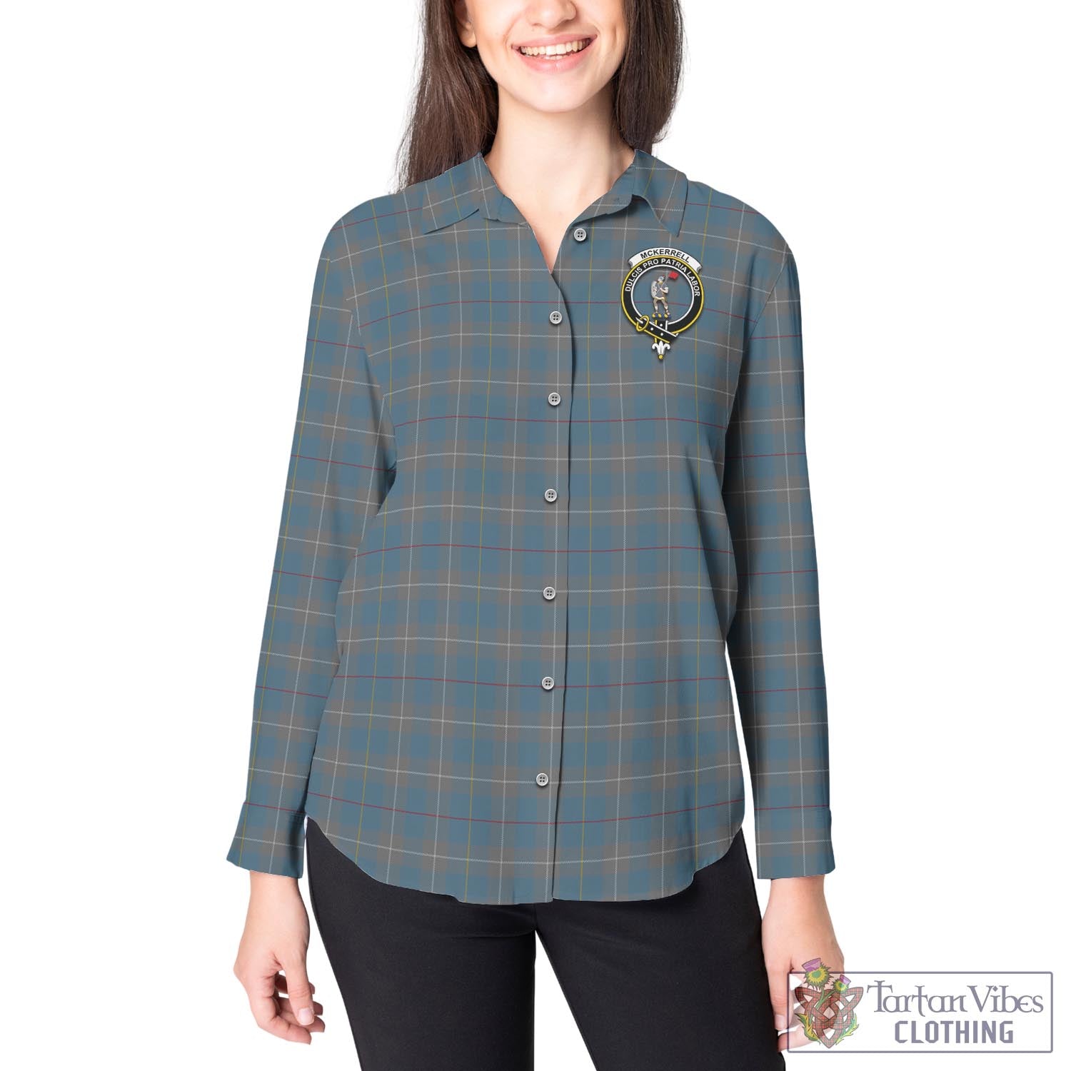 Tartan Vibes Clothing McKerrell of Hillhouse Dress Tartan Womens Casual Shirt with Family Crest