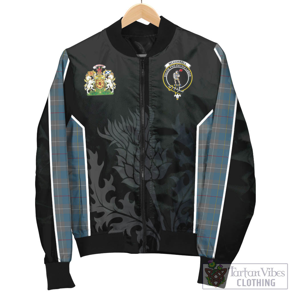 Tartan Vibes Clothing McKerrell of Hillhouse Dress Tartan Bomber Jacket with Family Crest and Scottish Thistle Vibes Sport Style