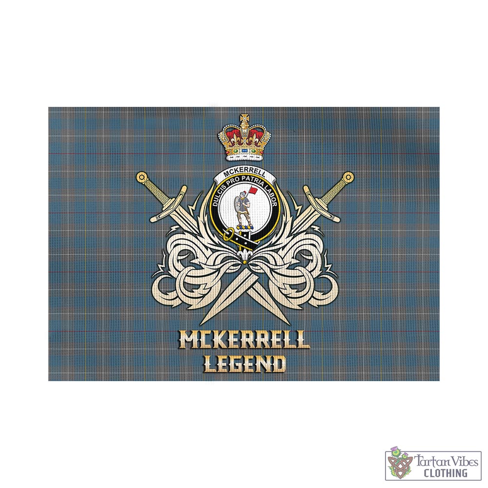 Tartan Vibes Clothing McKerrell of Hillhouse Dress Tartan Flag with Clan Crest and the Golden Sword of Courageous Legacy