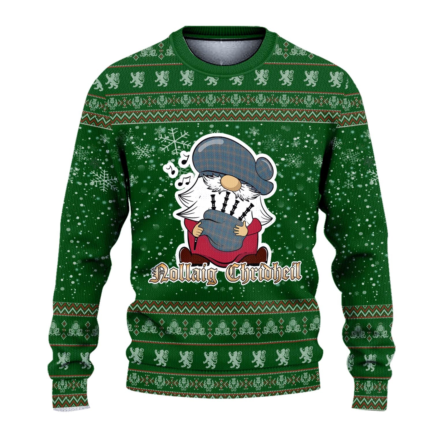 McKerrell of Hillhouse Dress Clan Christmas Family Knitted Sweater with Funny Gnome Playing Bagpipes - Tartanvibesclothing