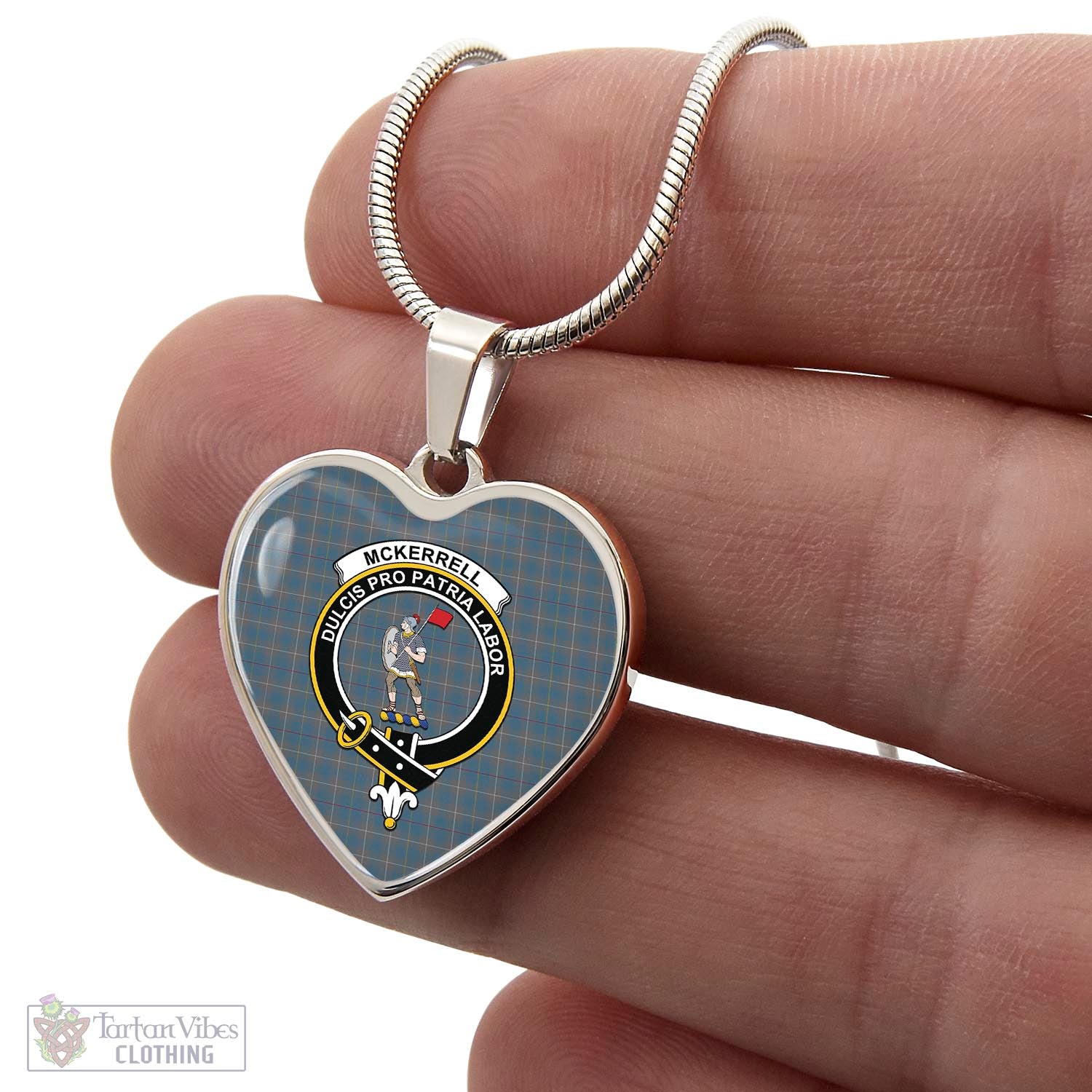 Tartan Vibes Clothing McKerrell of Hillhouse Dress Tartan Heart Necklace with Family Crest