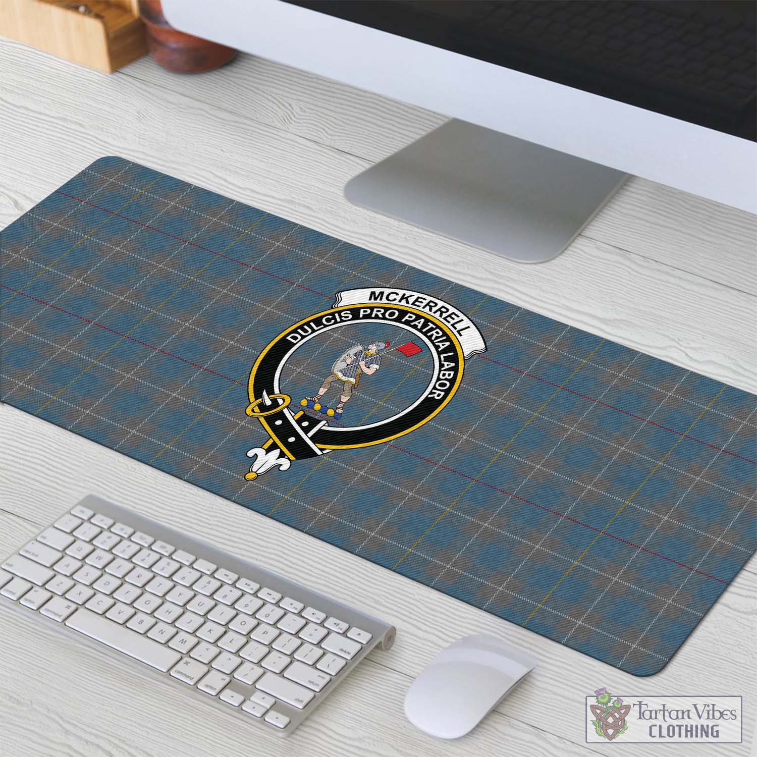 Tartan Vibes Clothing McKerrell of Hillhouse Dress Tartan Mouse Pad with Family Crest