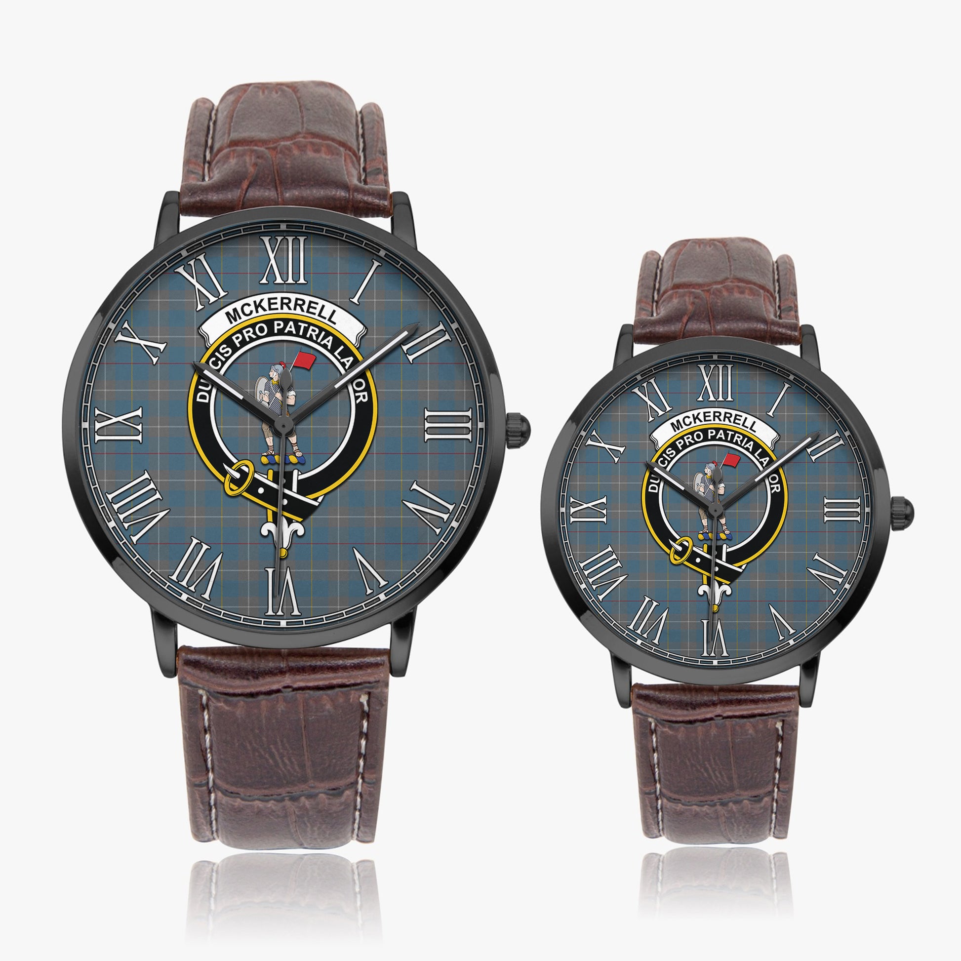 McKerrell of Hillhouse Dress Tartan Family Crest Leather Strap Quartz Watch - Tartanvibesclothing