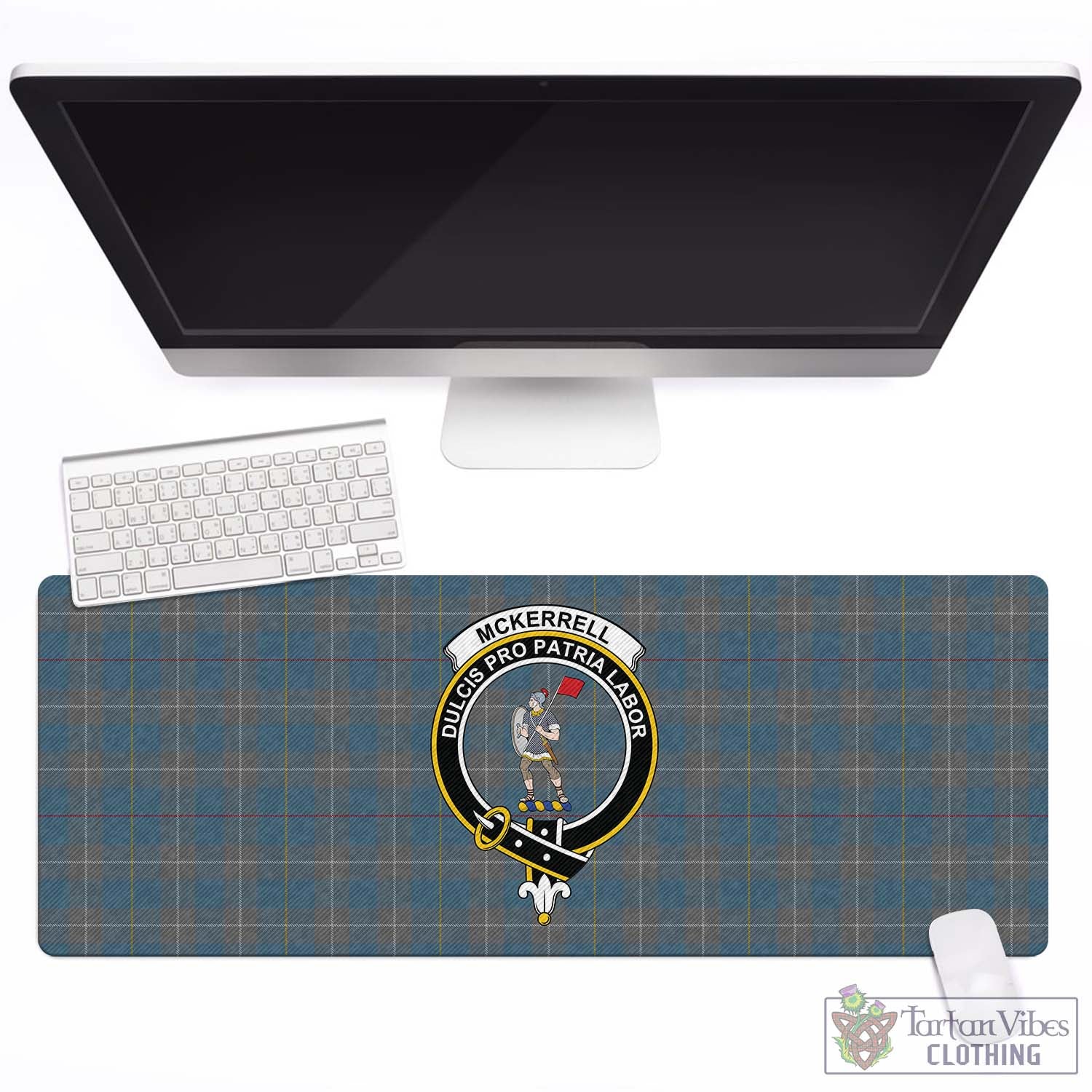 Tartan Vibes Clothing McKerrell of Hillhouse Dress Tartan Mouse Pad with Family Crest