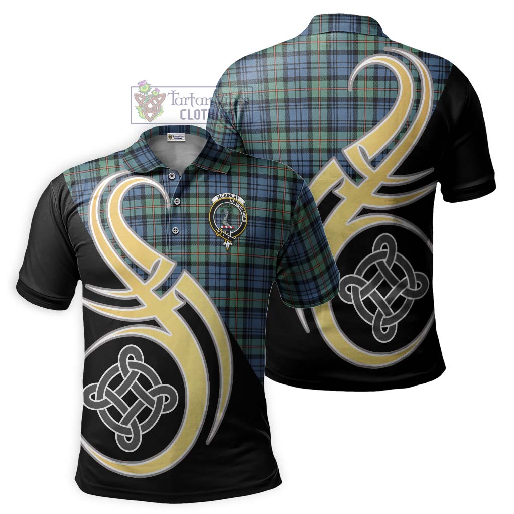 Tartan Vibes Clothing McKinlay Ancient Tartan Polo Shirt with Family Crest and Celtic Symbol Style