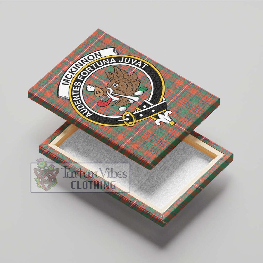 McKinnon Ancient Tartan Canvas Print Wall Art with Family Crest - Tartan Vibes Clothing