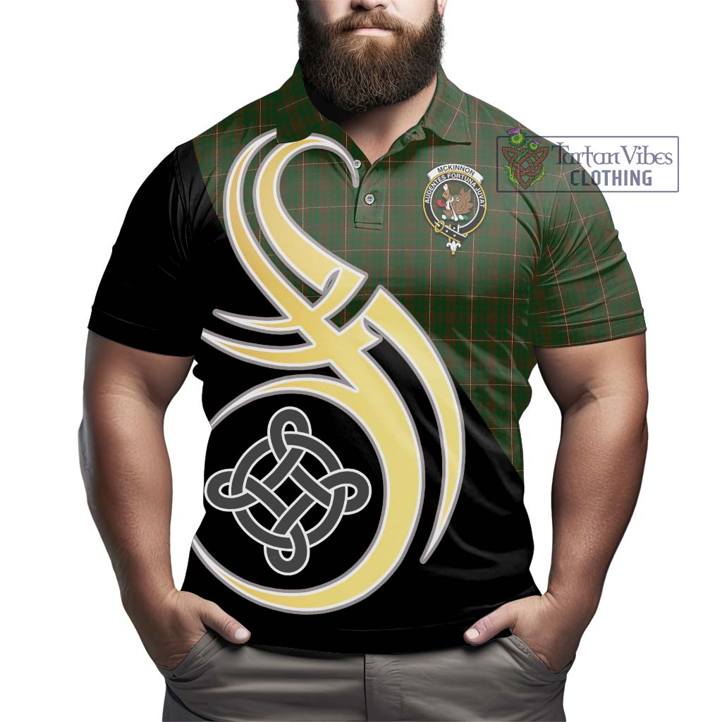 Tartan Vibes Clothing McKinnon Hunting Tartan Polo Shirt with Family Crest and Celtic Symbol Style