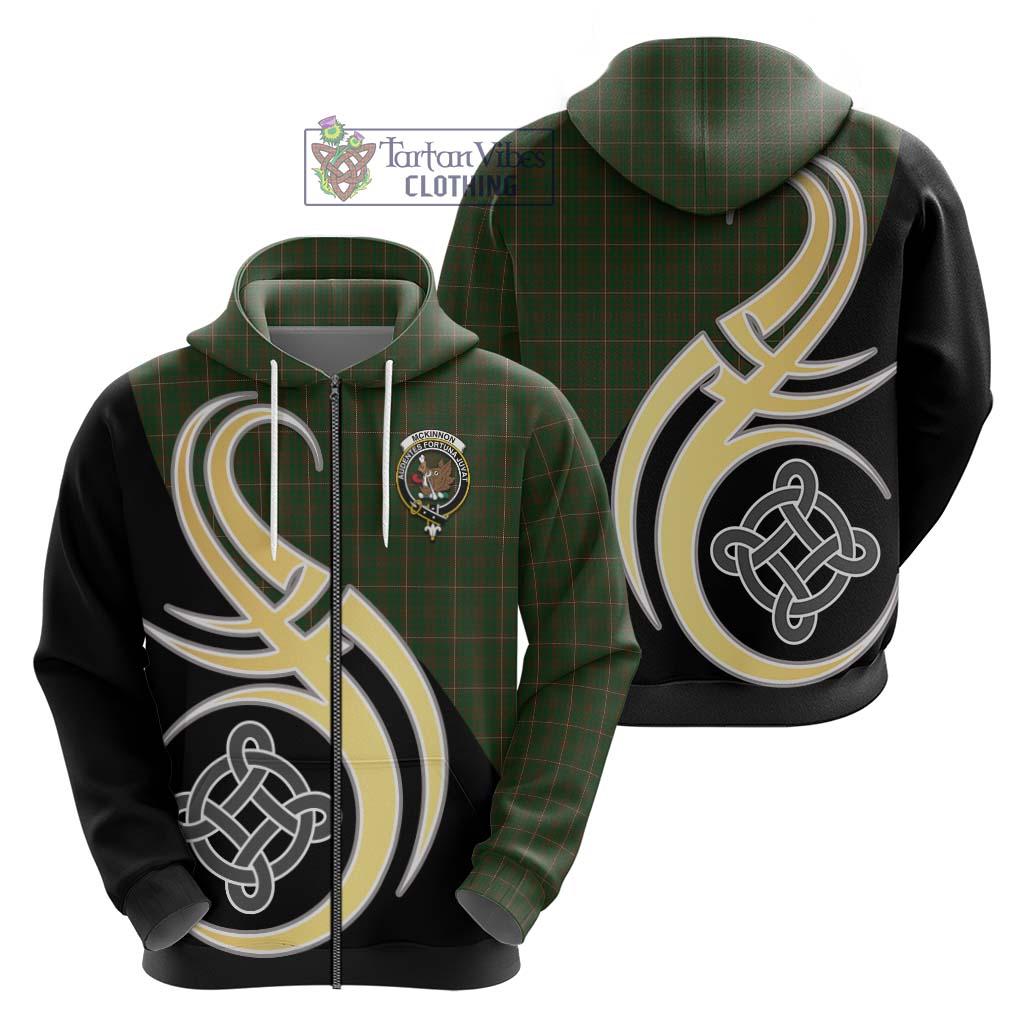 Tartan Vibes Clothing McKinnon Hunting Tartan Hoodie with Family Crest and Celtic Symbol Style