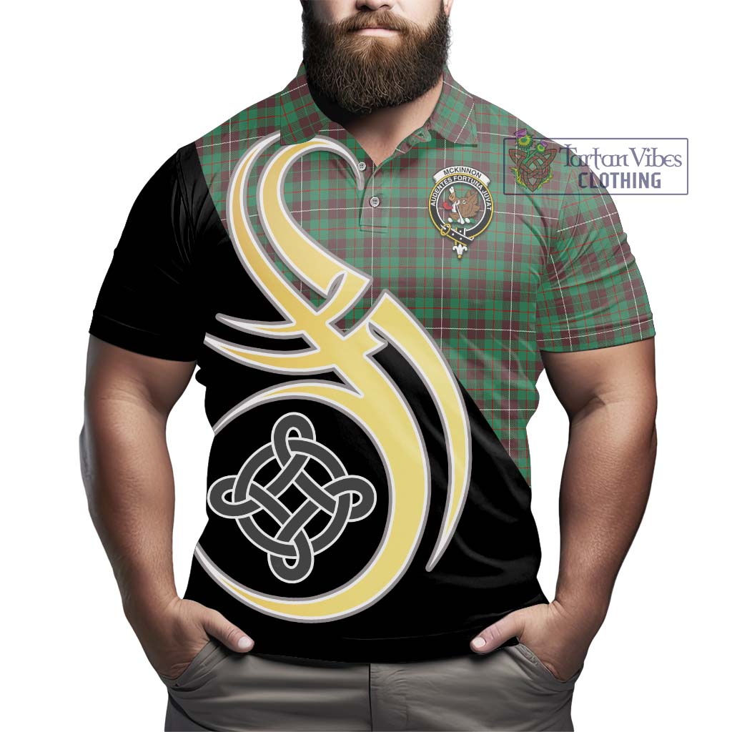 Tartan Vibes Clothing McKinnon Hunting Ancient Tartan Polo Shirt with Family Crest and Celtic Symbol Style