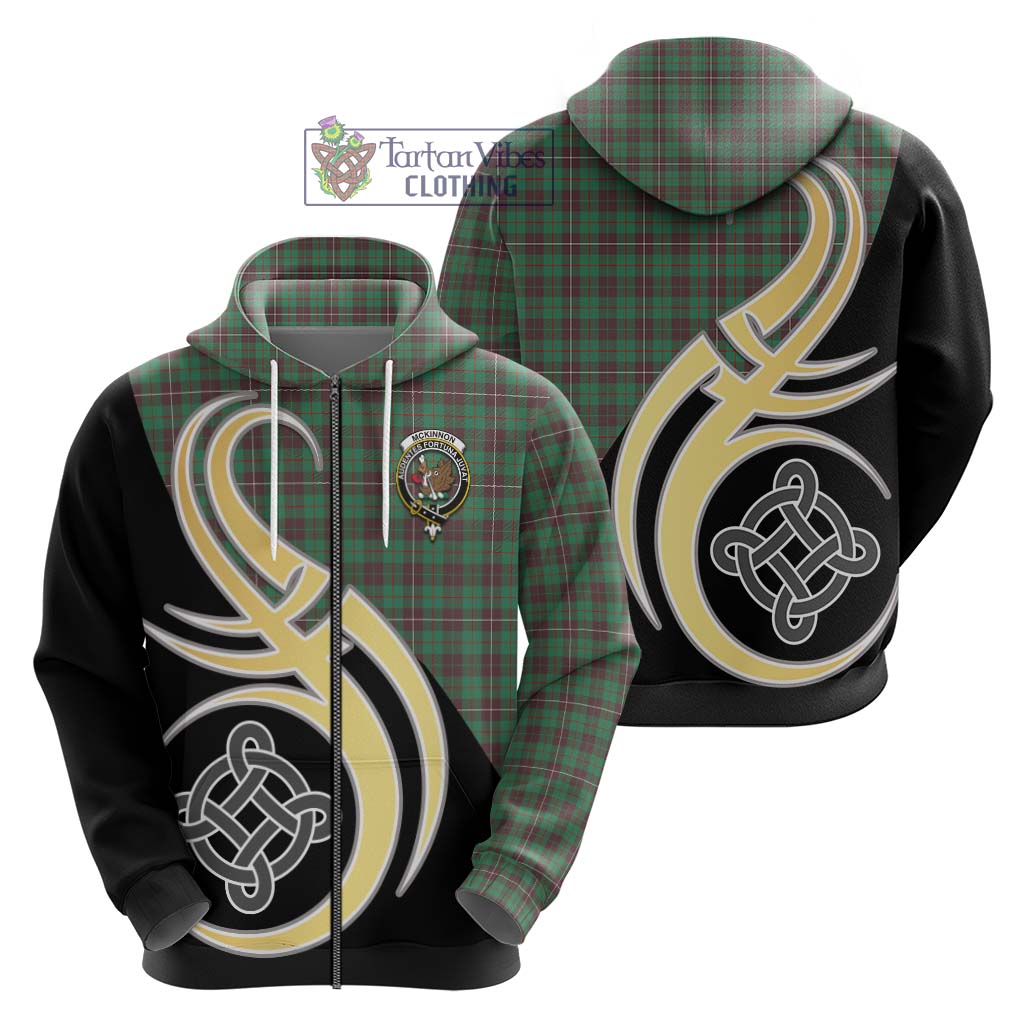 Tartan Vibes Clothing McKinnon Hunting Ancient Tartan Hoodie with Family Crest and Celtic Symbol Style