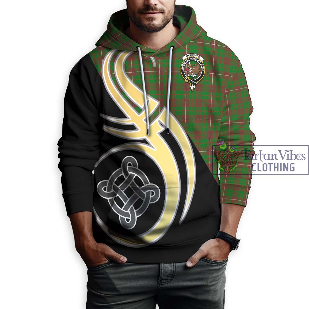 Tartan Vibes Clothing McKinnon Hunting Modern Tartan Hoodie with Family Crest and Celtic Symbol Style