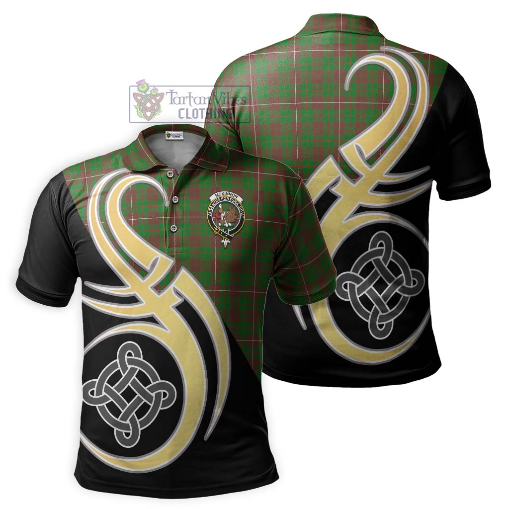 Tartan Vibes Clothing McKinnon Hunting Modern Tartan Polo Shirt with Family Crest and Celtic Symbol Style