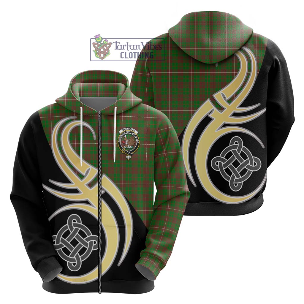 Tartan Vibes Clothing McKinnon Hunting Modern Tartan Hoodie with Family Crest and Celtic Symbol Style