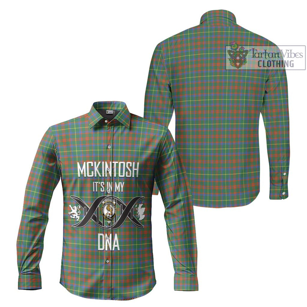 McKintosh Hunting Ancient Tartan Long Sleeve Button Shirt with Family Crest DNA In Me Style Men's Shirt - Tartan Vibes Clothing