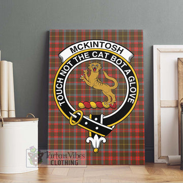 McKintosh Hunting Weathered Tartan Canvas Print Wall Art with Family Crest