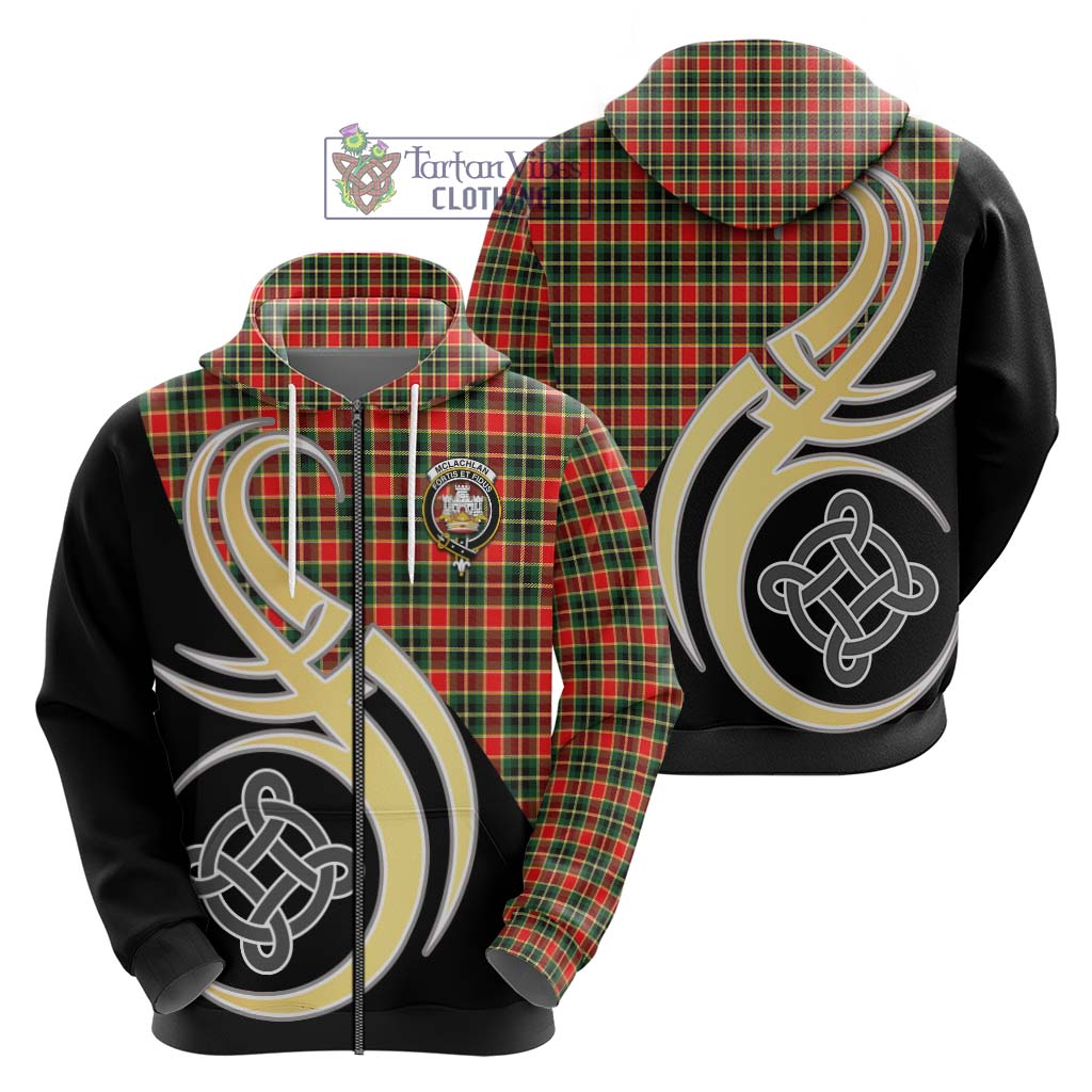 Tartan Vibes Clothing McLachlan Hunting Modern Tartan Hoodie with Family Crest and Celtic Symbol Style