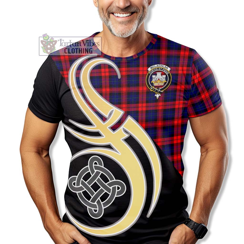 Tartan Vibes Clothing McLachlan Modern Tartan T-Shirt with Family Crest and Celtic Symbol Style