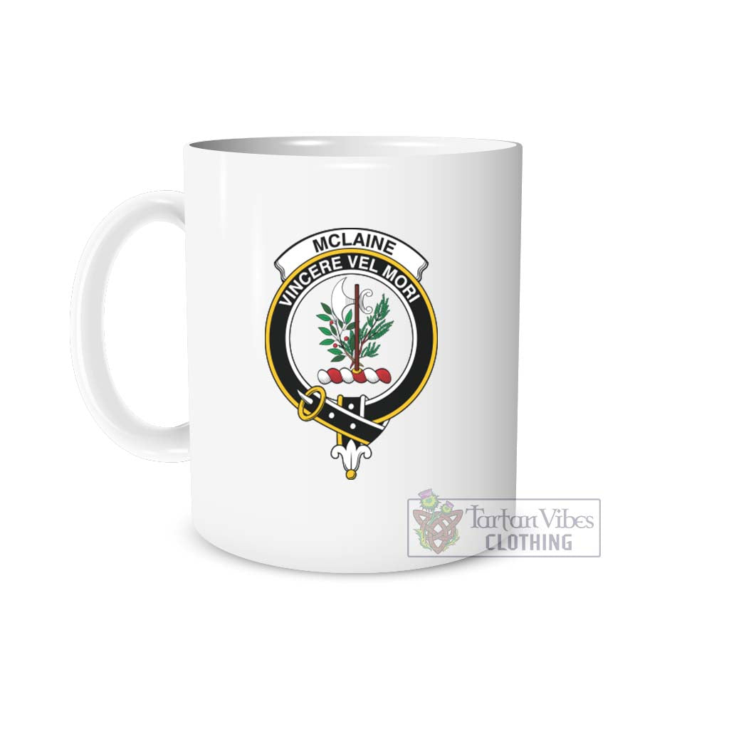 McLaine Family Crest Ceramic Mug White - 2D-tartanvibesclothing