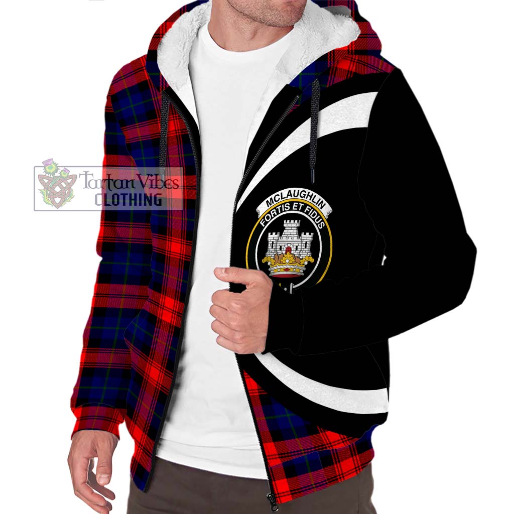 McLaughlin Tartan Sherpa Hoodie with Family Crest Circle Style Unisex S - Tartan Vibes Clothing