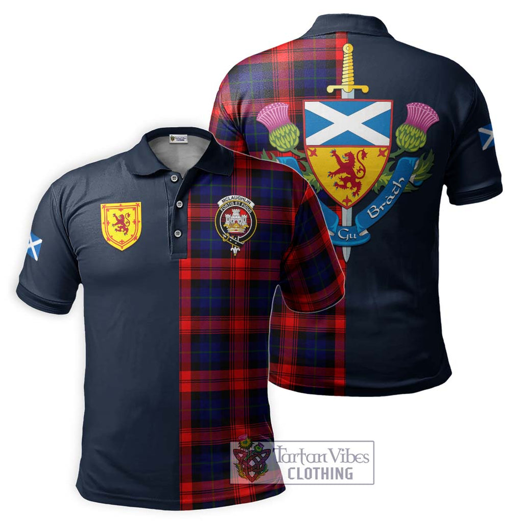 McLaughlin Tartan Polo Shirt Alba with Scottish Lion Royal Arm Half Style Kid - Tartan Vibes Clothing