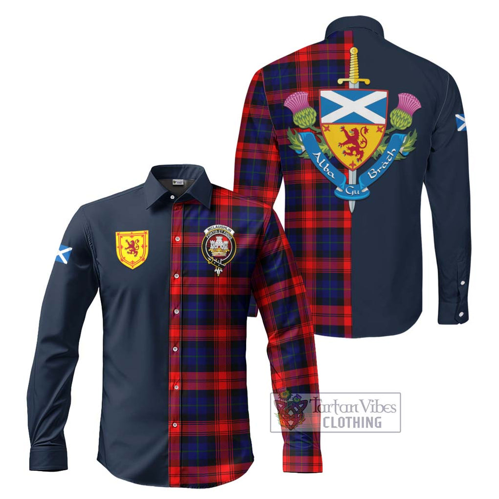 McLaughlin Tartan Long Sleeve Button Shirt Alba with Scottish Lion Royal Arm Half Style Men's Shirt S - Tartan Vibes Clothing