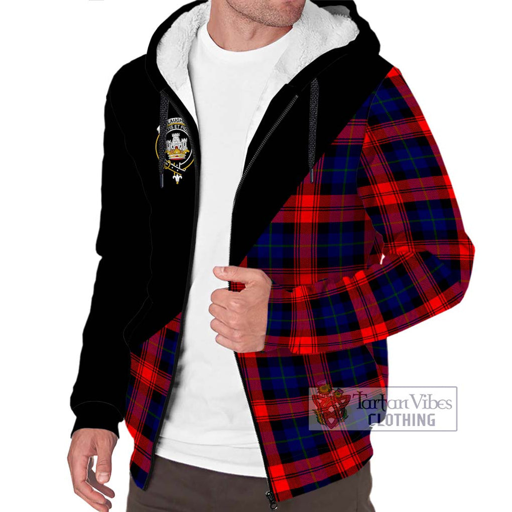 McLaughlin Tartan Sherpa Hoodie with Family Crest and Military Logo Style Unisex S - Tartanvibesclothing Shop