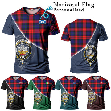 McLaughlin Tartan T-Shirt with Personalised National Flag and Family Crest Half Style