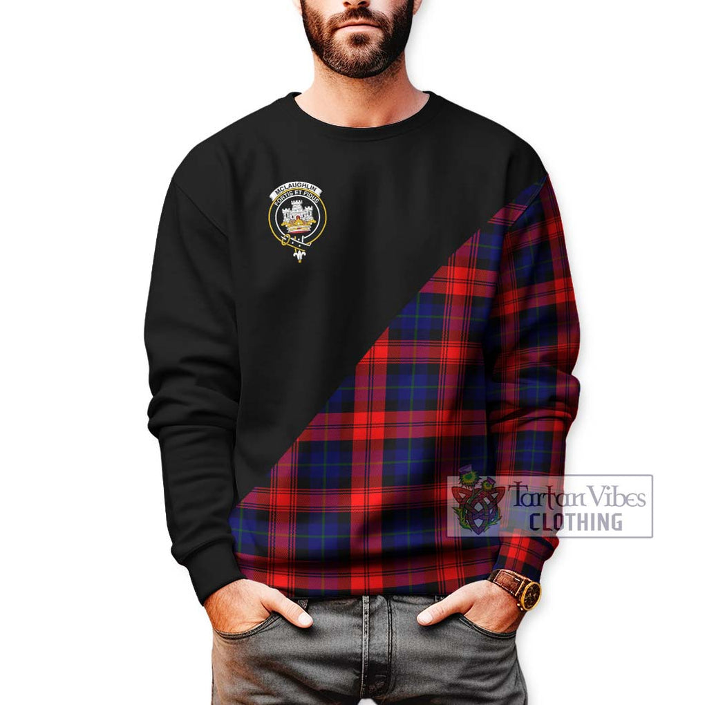 McLaughlin Tartan Sweatshirt with Family Crest and Military Logo Style Unisex - Tartanvibesclothing Shop