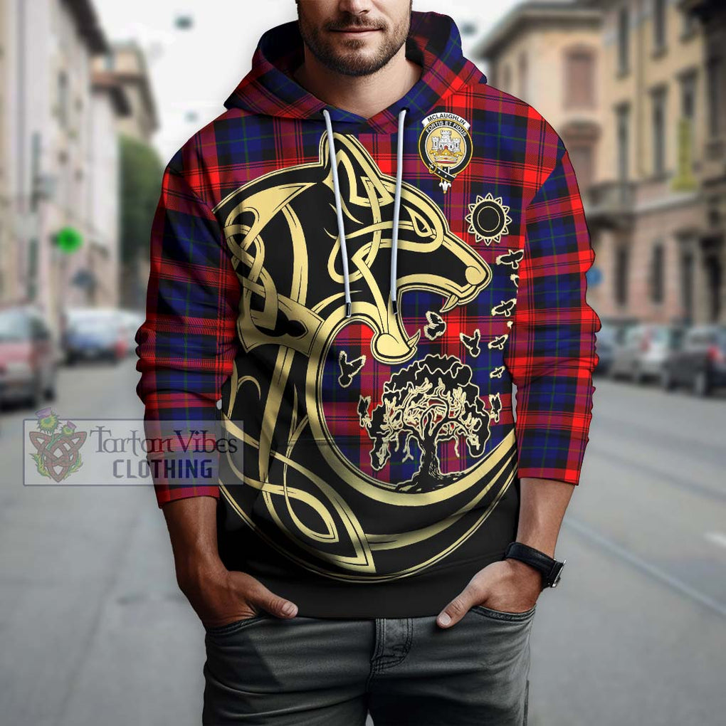 McLaughlin Tartan Hoodie with Family Crest Celtic Wolf Style Zip Hoodie - Tartan Vibes Clothing