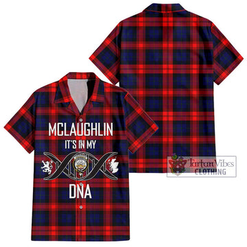 McLaughlin Tartan Short Sleeve Button Shirt with Family Crest DNA In Me Style