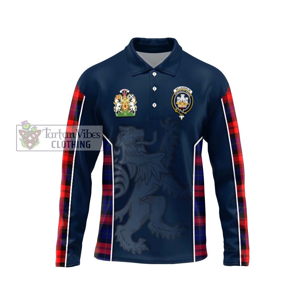 McLaughlin Tartan Long Sleeve Polo Shirt with Family Crest and Lion Rampant Vibes Sport Style Unisex - Tartan Vibes Clothing