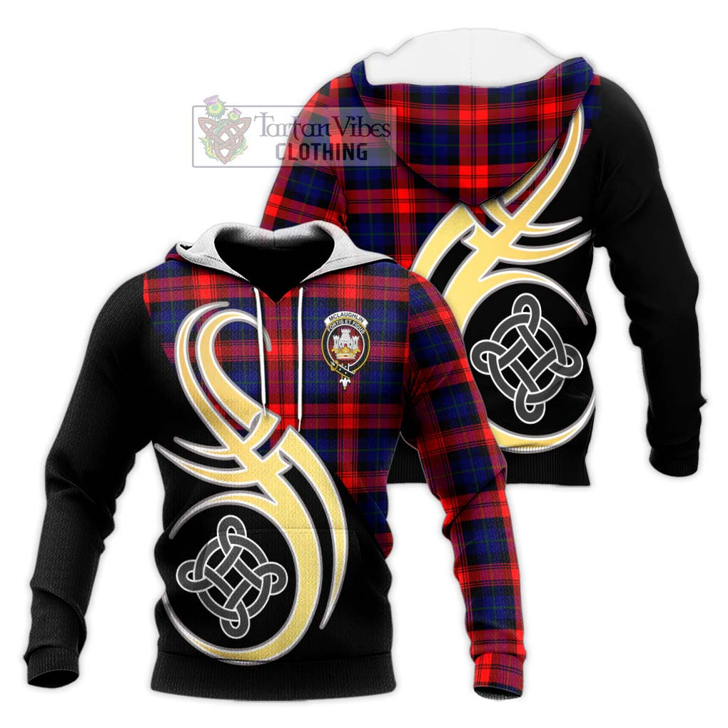 McLaughlin Tartan Knitted Hoodie with Family Crest and Celtic Symbol Style Unisex Knitted Pullover Hoodie - Tartan Vibes Clothing