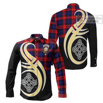 McLaughlin Tartan Long Sleeve Button Shirt with Family Crest and Celtic Symbol Style