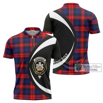 McLaughlin Tartan Zipper Polo Shirt with Family Crest Circle Style