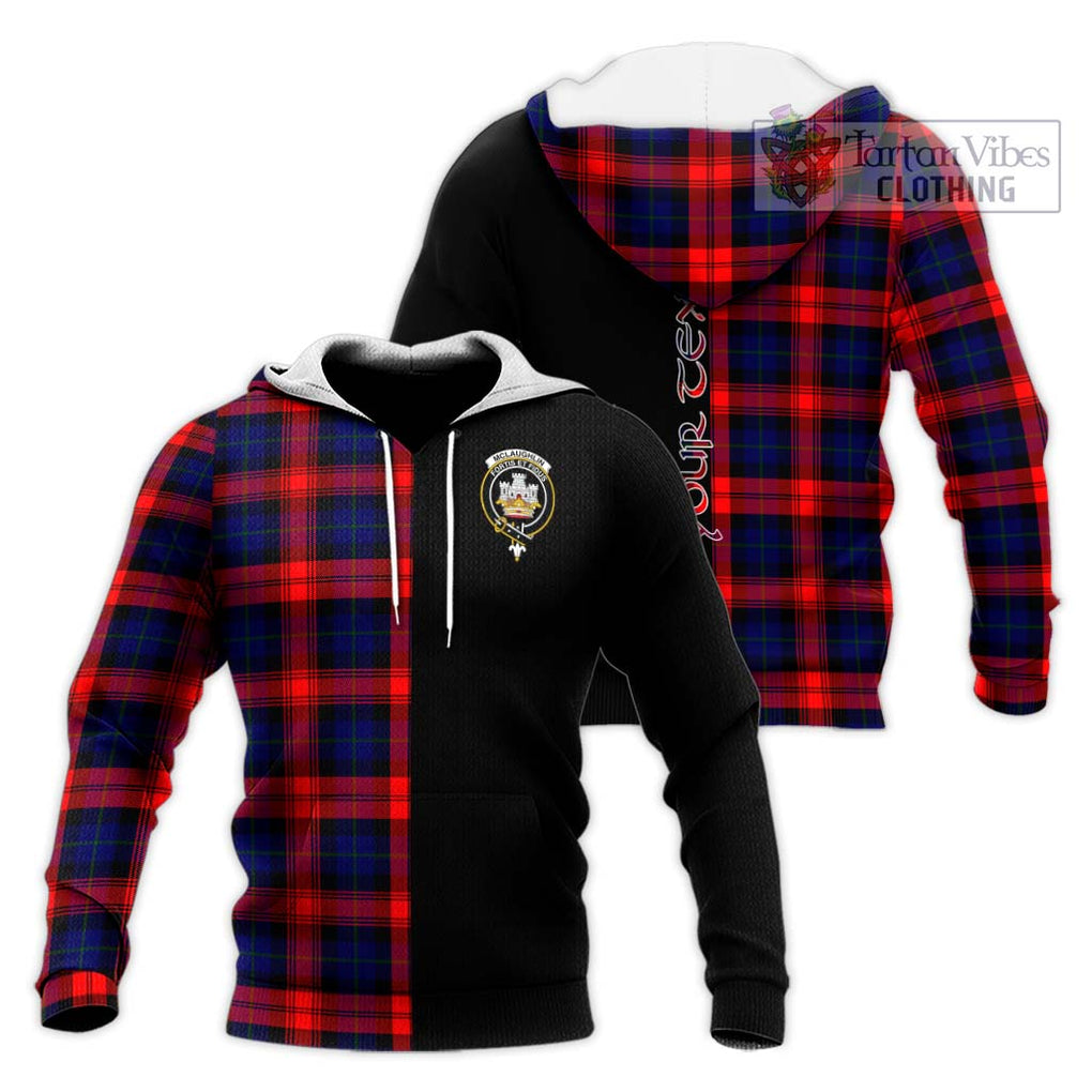 McLaughlin Tartan Knitted Hoodie with Family Crest and Half Of Me Style Unisex Knitted Pullover Hoodie - Tartanvibesclothing Shop