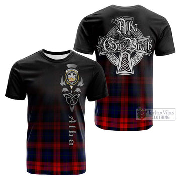 McLaughlin Tartan Cotton T-shirt Featuring Alba Gu Brath Family Crest Celtic Inspired