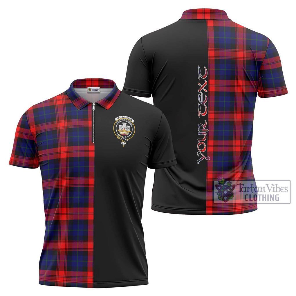 McLaughlin Tartan Zipper Polo Shirt with Family Crest and Half Of Me Style Unisex - Tartanvibesclothing Shop