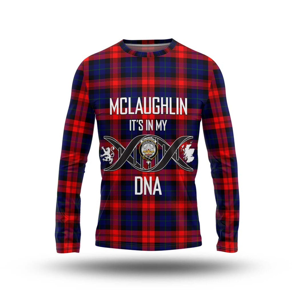 McLaughlin Tartan Long Sleeve T-Shirt with Family Crest DNA In Me Style Unisex - Tartanvibesclothing Shop