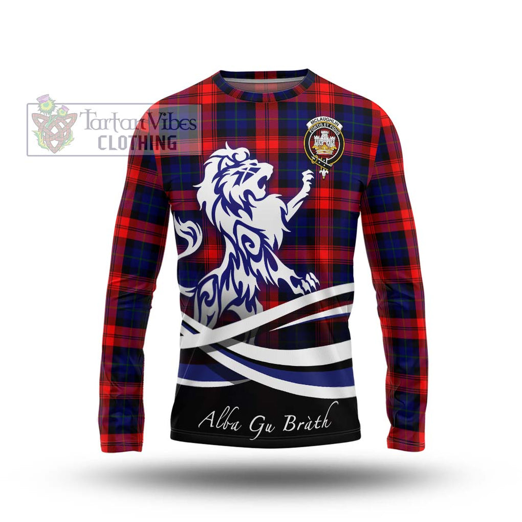 McLaughlin Tartan Long Sleeve T-Shirt with Alba Gu Brath Regal Lion Emblem Unisex - Tartanvibesclothing Shop