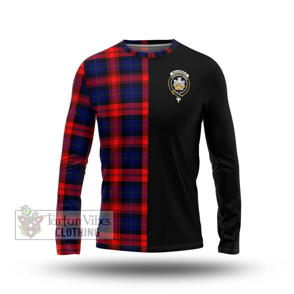 McLaughlin Tartan Long Sleeve T-Shirt with Family Crest and Half Of Me Style Unisex - Tartanvibesclothing Shop