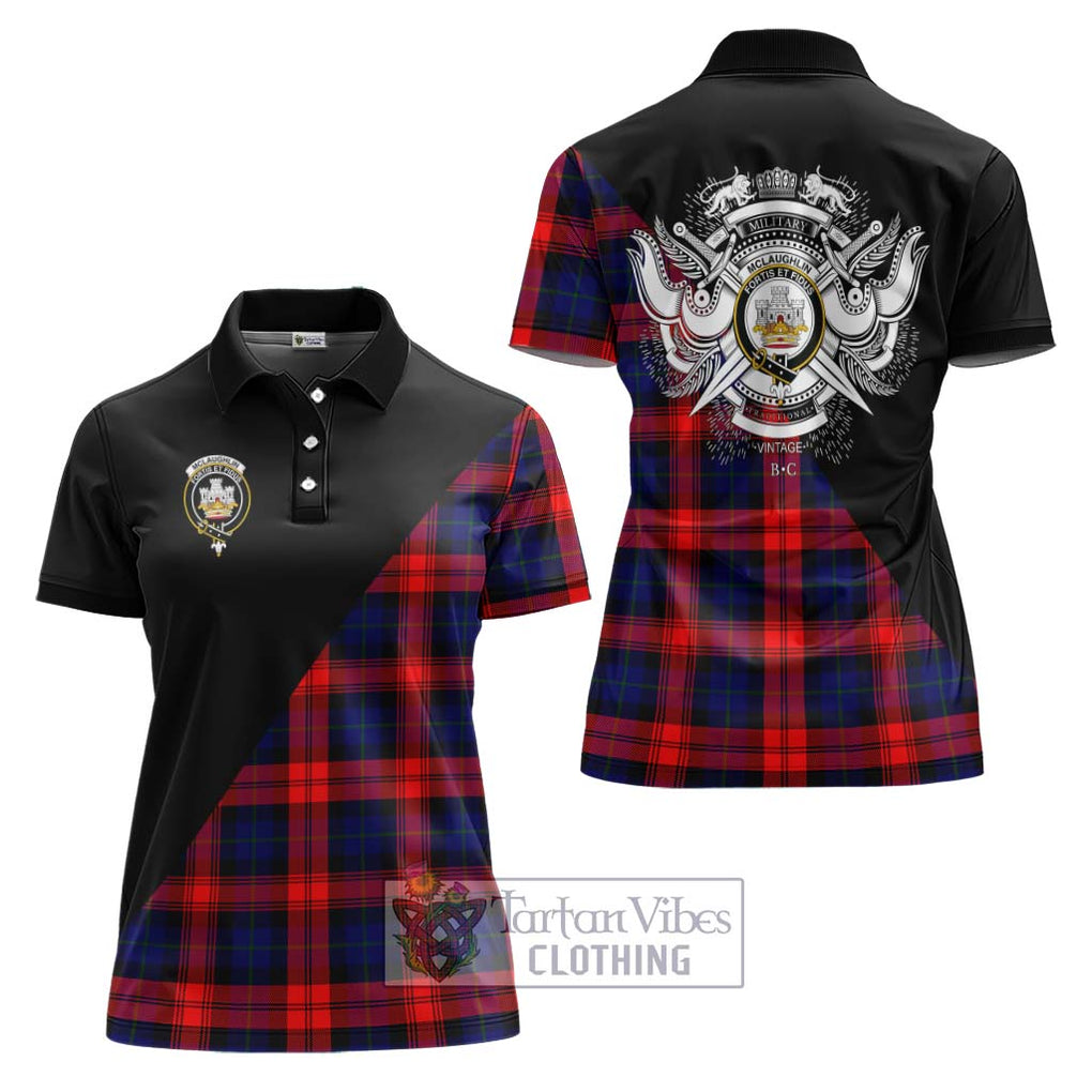 McLaughlin Tartan Women's Polo Shirt with Family Crest and Military Logo Style Women - Tartanvibesclothing Shop