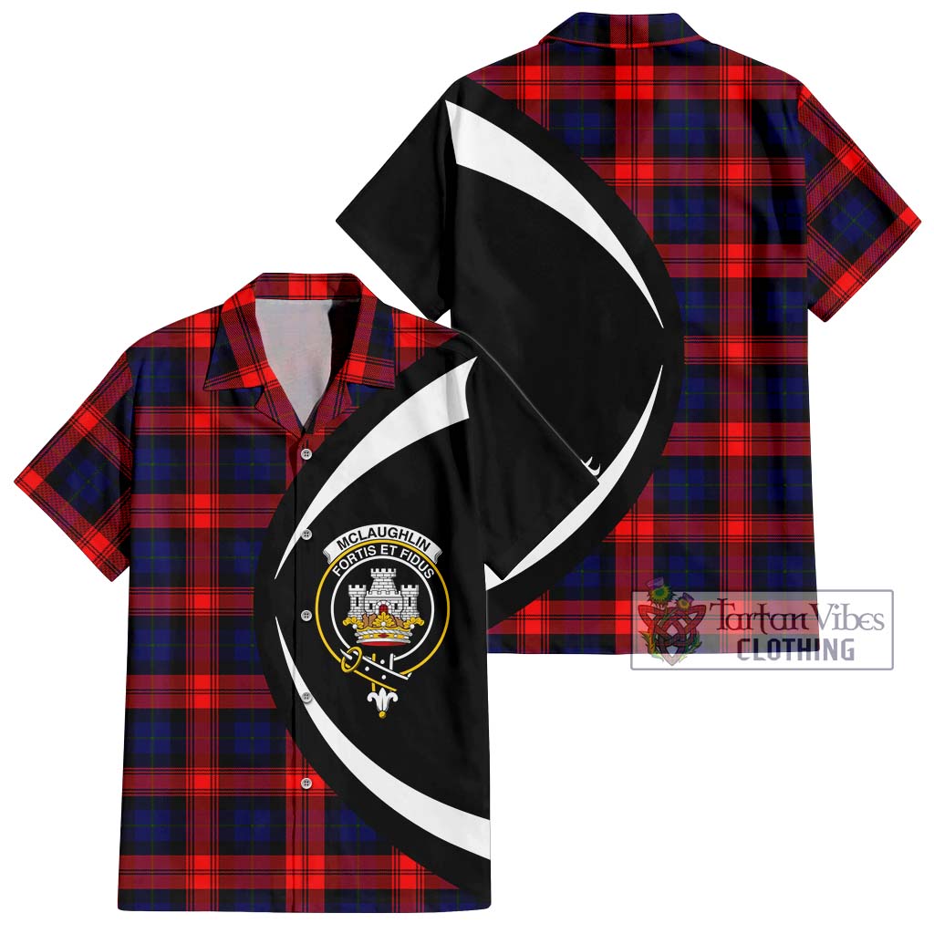 McLaughlin Tartan Short Sleeve Button Up with Family Crest Circle Style Kid - Tartan Vibes Clothing