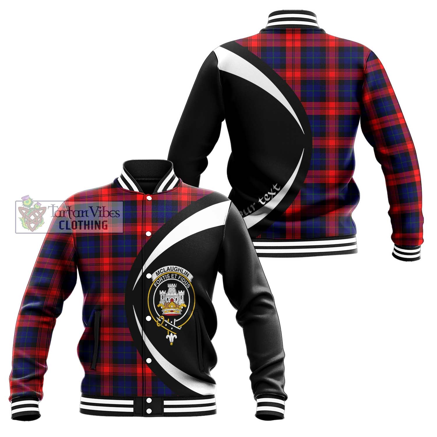 McLaughlin Tartan Baseball Jacket with Family Crest Circle Style Unisex - Tartan Vibes Clothing